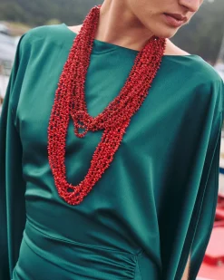 Shop Collier court en vermello rouge Bijoux