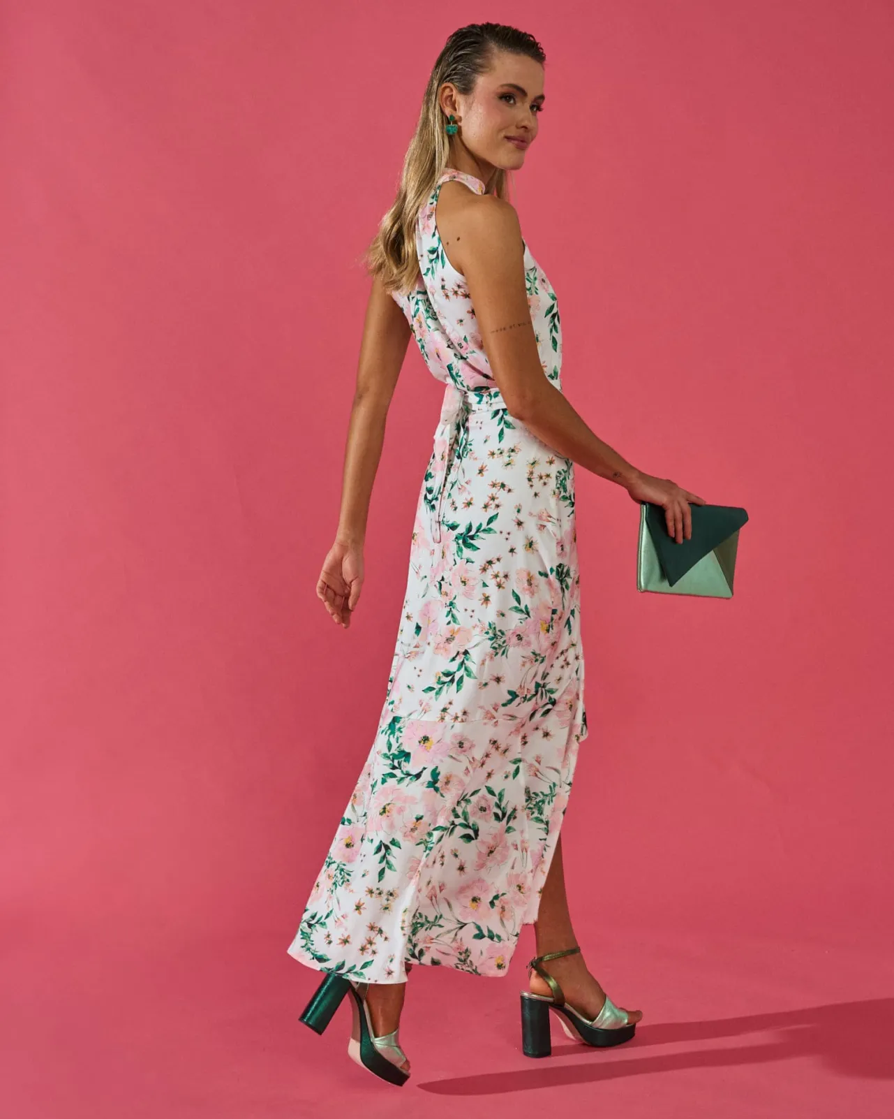 Cheap Jupe Amélie Blanc Imprimé Floral Outlet|Invité Mariage