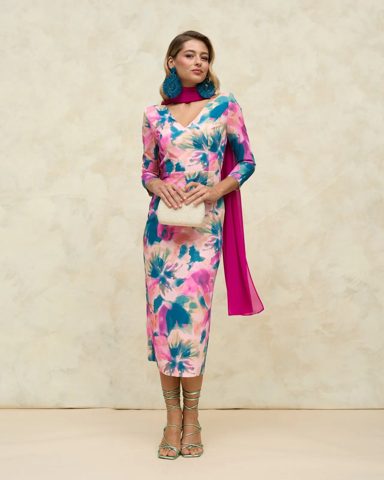 Sale Robe imprimée bleu marine Invité Mariage|Outlet